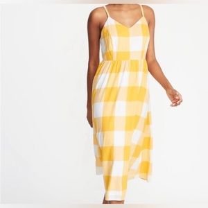 Old Navy White and Yellow Plaid Dress Size L